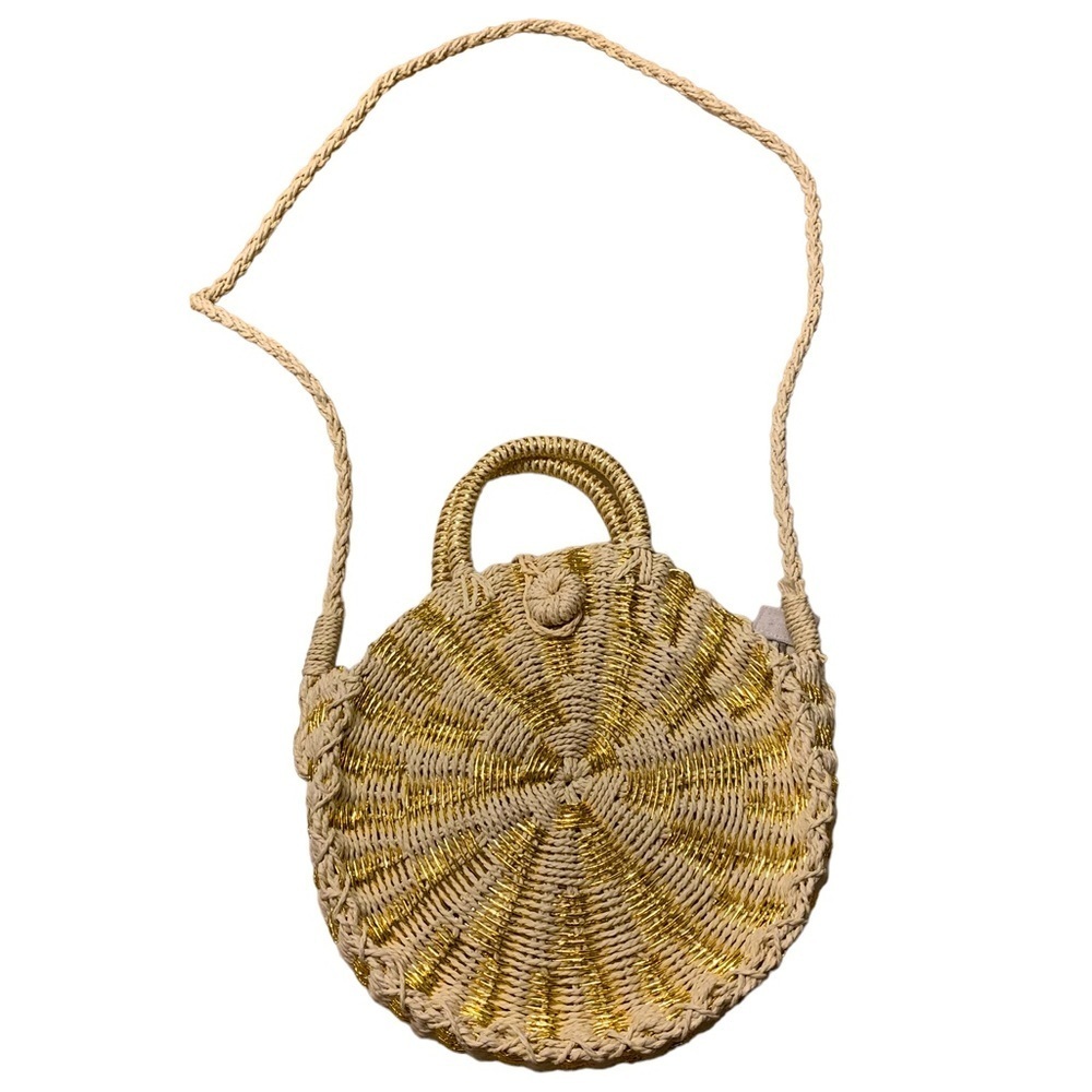 Sole Society | Bojo Round Wicker Purse Handbag Adjustable Strap Beige Tan